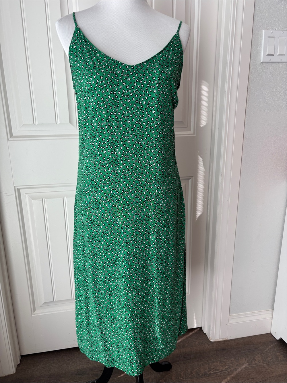 NWT Green Cheetah print Spaghetti Strap Slip Dress